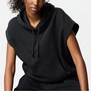 Uniqlo Sweat Sleeveless Hoodie Vest Black NWT XS
